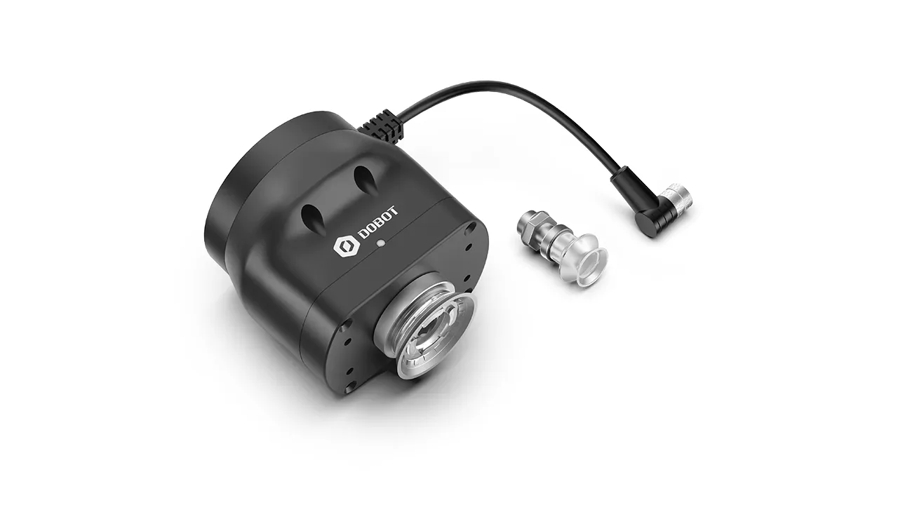 A vacuum end effector with its suction cups and air line
