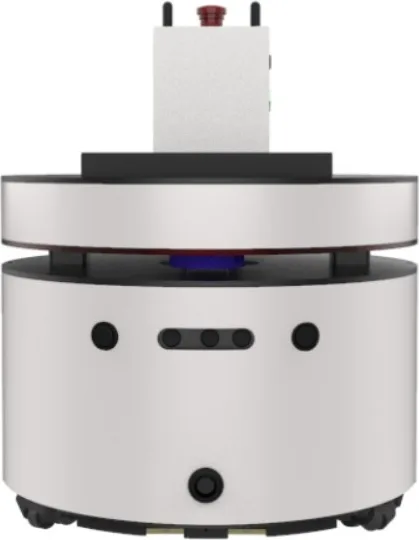 A round mobile robot platform with a sensor mast on top