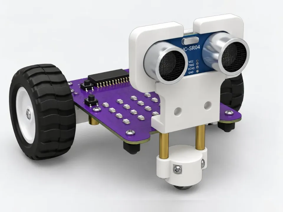 Two-wheel MIEO scout with an ultrasonic sensor at the front